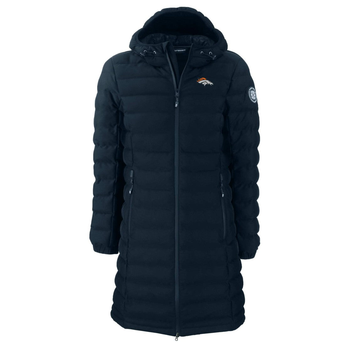 Denver Broncos Cutter & Buck Women's Mission Ridge Repreve Eco Insulated Long Full-Zip Puffer Jacket Navy