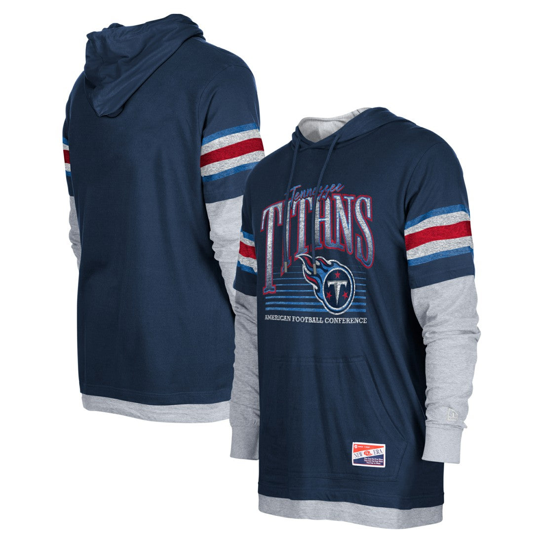 Tennessee Titans New Era Twofer Long Sleeve Hooded T-Shirt Navy