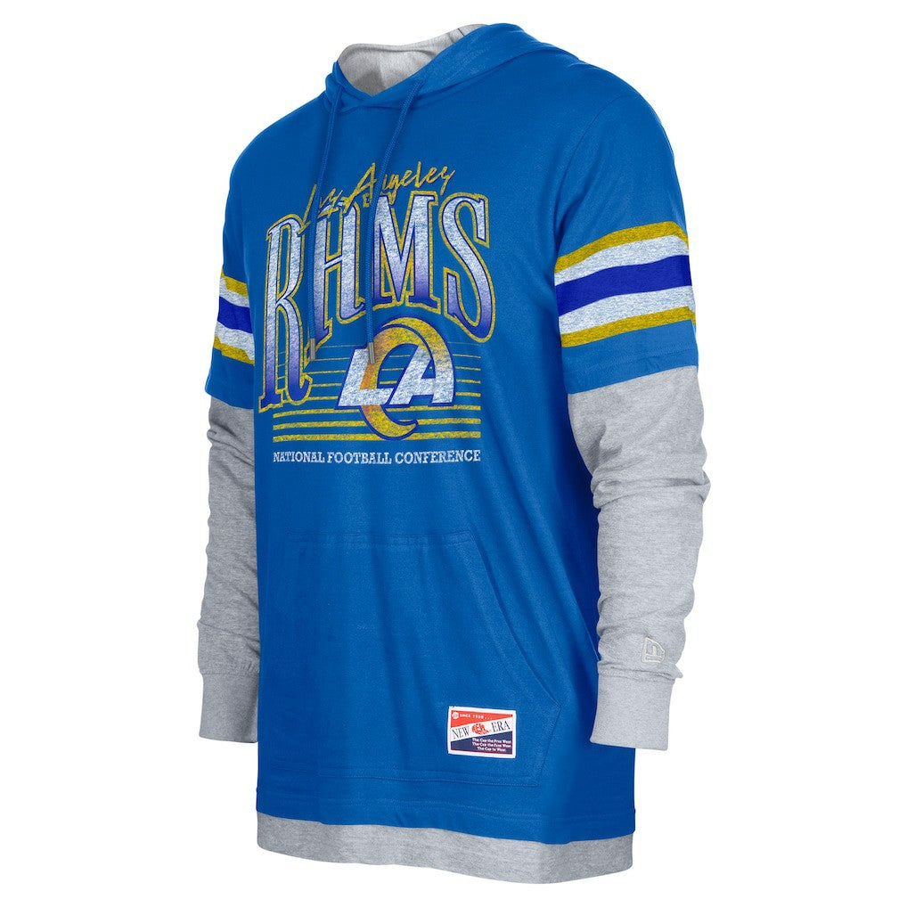 Los Angeles Rams New Era Twofer Long Sleeve Hooded T-Shirt Royal