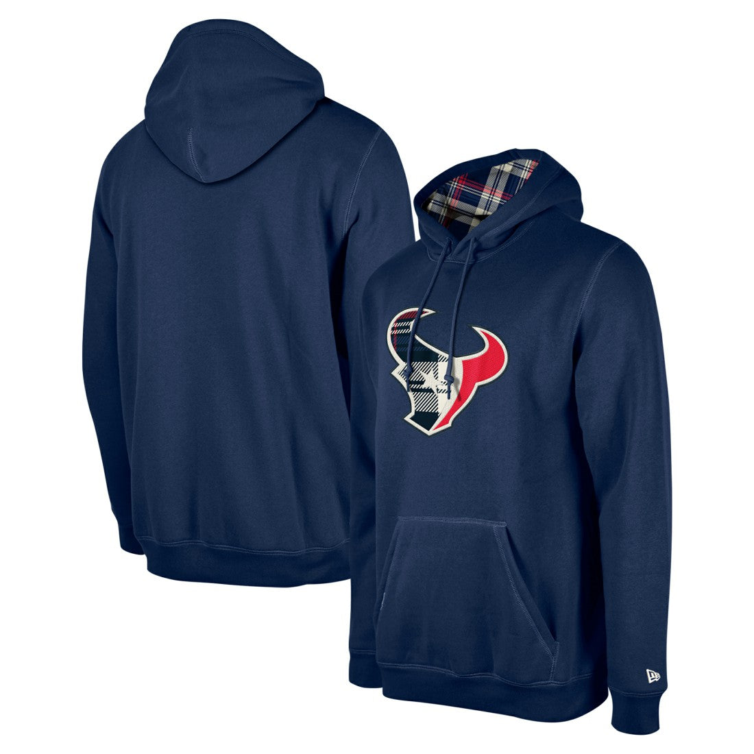 Houston Texans New Era 3rd Down Plaid Pullover Hoodie Navy