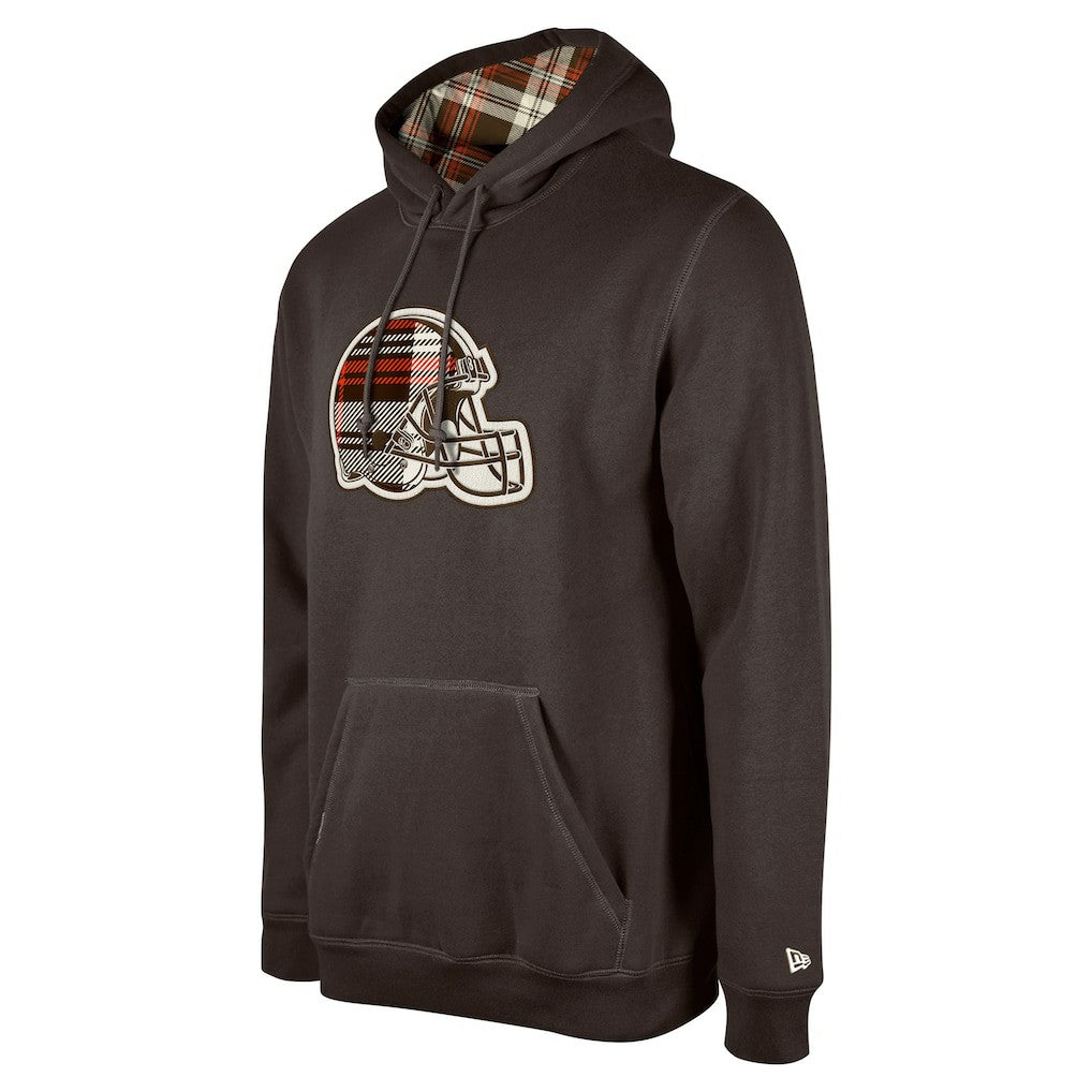 Cleveland Browns New Era 3rd Down Plaid Pullover Hoodie Brown