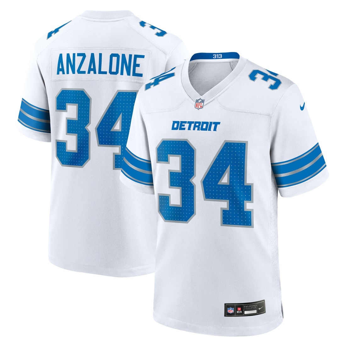 Nike Alex Anzalone Detroit Lions White Game Jersey White