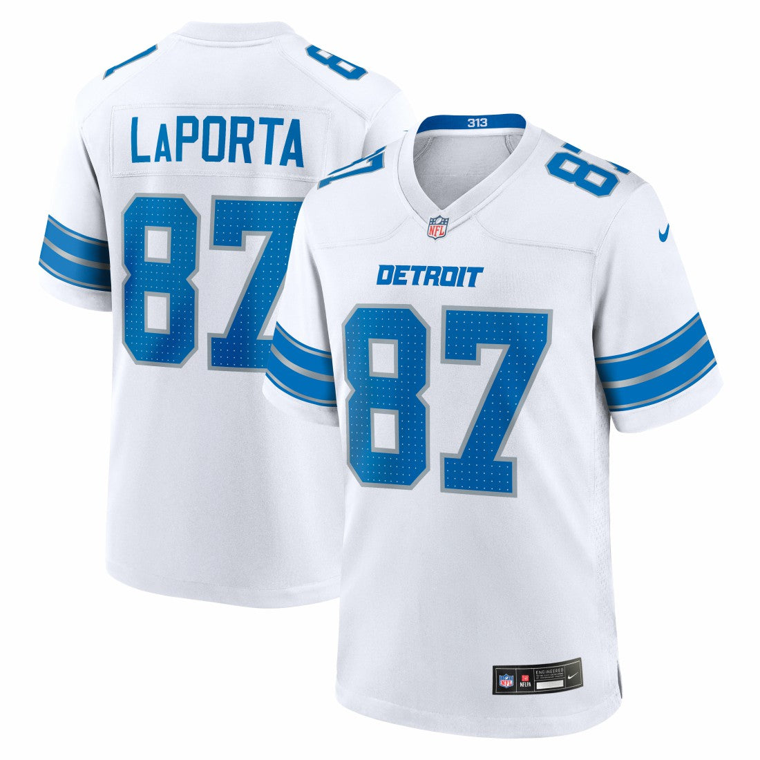 Nike Sam LaPorta Detroit Lions White Game Jersey White