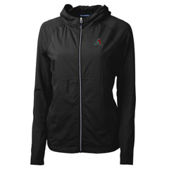 Arizona Diamondbacks Cutter & Buck Women's Adapt Eco Knit Hybrid Recycled Full-Zip Hoodie - Black - MLB Lifestyle