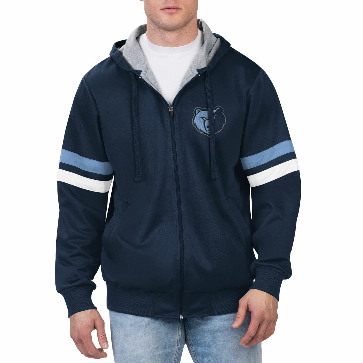 Memphis Grizzlies G-III Sports by Carl Banks Contender Full-Zip Hoodie Jacket Navy