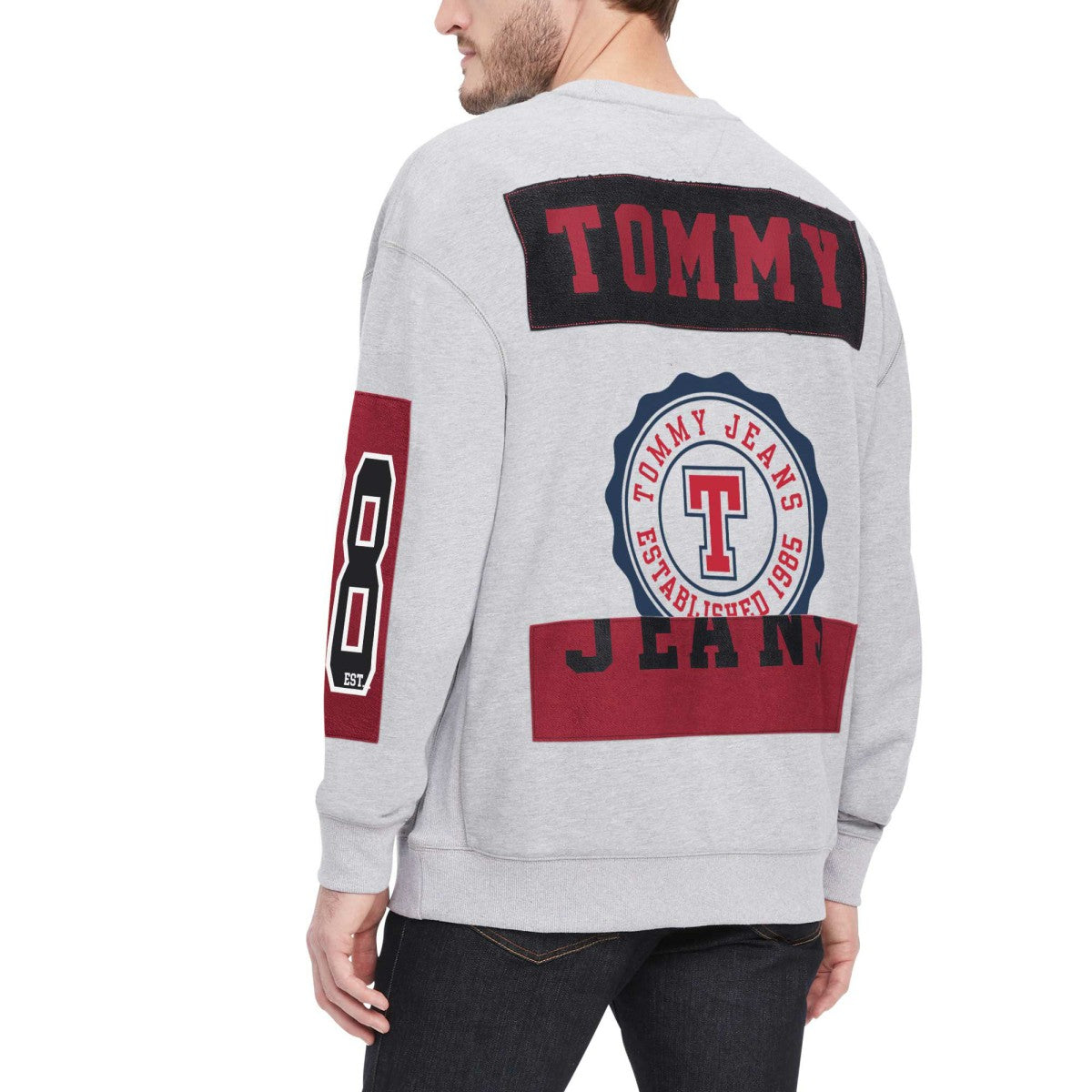 Miami Heat Tommy Jeans Hayes Crew Neck Pullover Sweatshirt Heather Gray