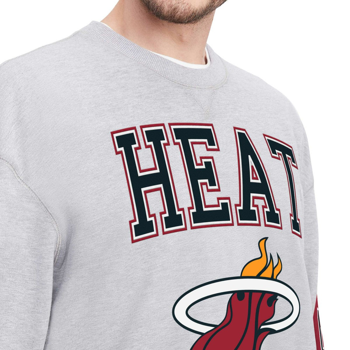 Miami Heat Tommy Jeans Hayes Crew Neck Pullover Sweatshirt Heather Gray