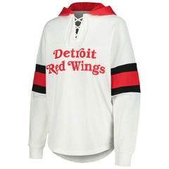 Detroit Red Wings G-III 4Her by Carl Banks Women's Goal Zone Long Sleeve Lace-Up Hoodie T-Shirt - White/Red - NHL 201038240