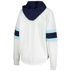 Seattle Kraken G-III 4Her by Carl Banks Women's Goal Zone Long Sleeve Lace-Up Hoodie T-Shirt - White/Deep Sea Blue - NHL 201038245