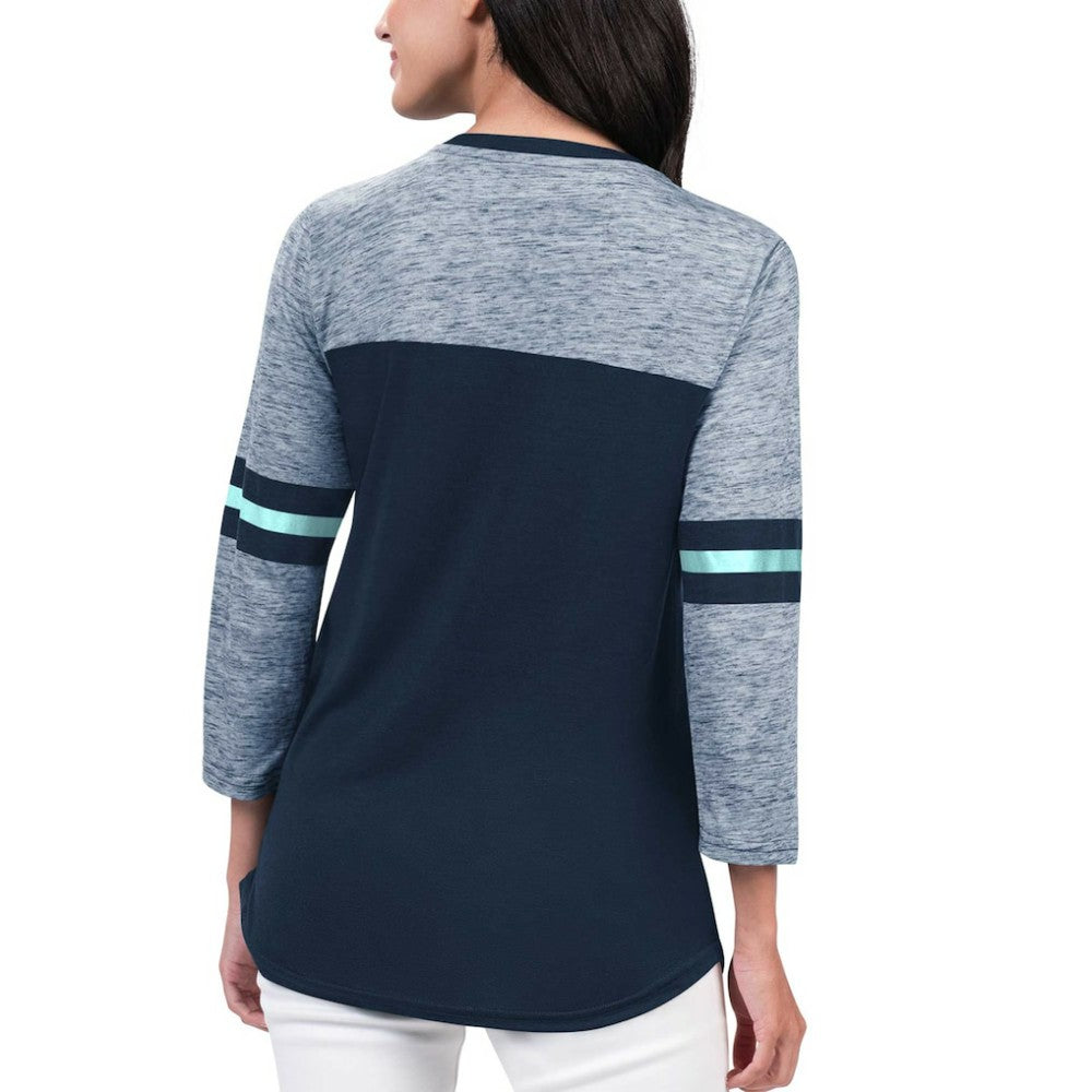 Seattle Kraken G-III 4Her by Carl Banks Women's Play The Game 3/4-Sleeve T-Shirt - Deep Sea Blue - NHL 201038278