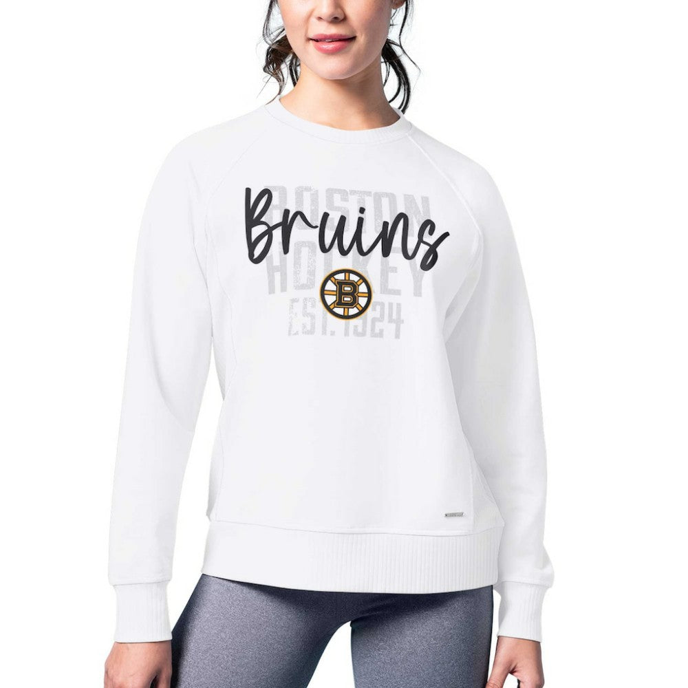 Boston Bruins MSX by Michael Strahan Women's Millie Raglan Pullover Sweatshirt - White - NHL 201038286