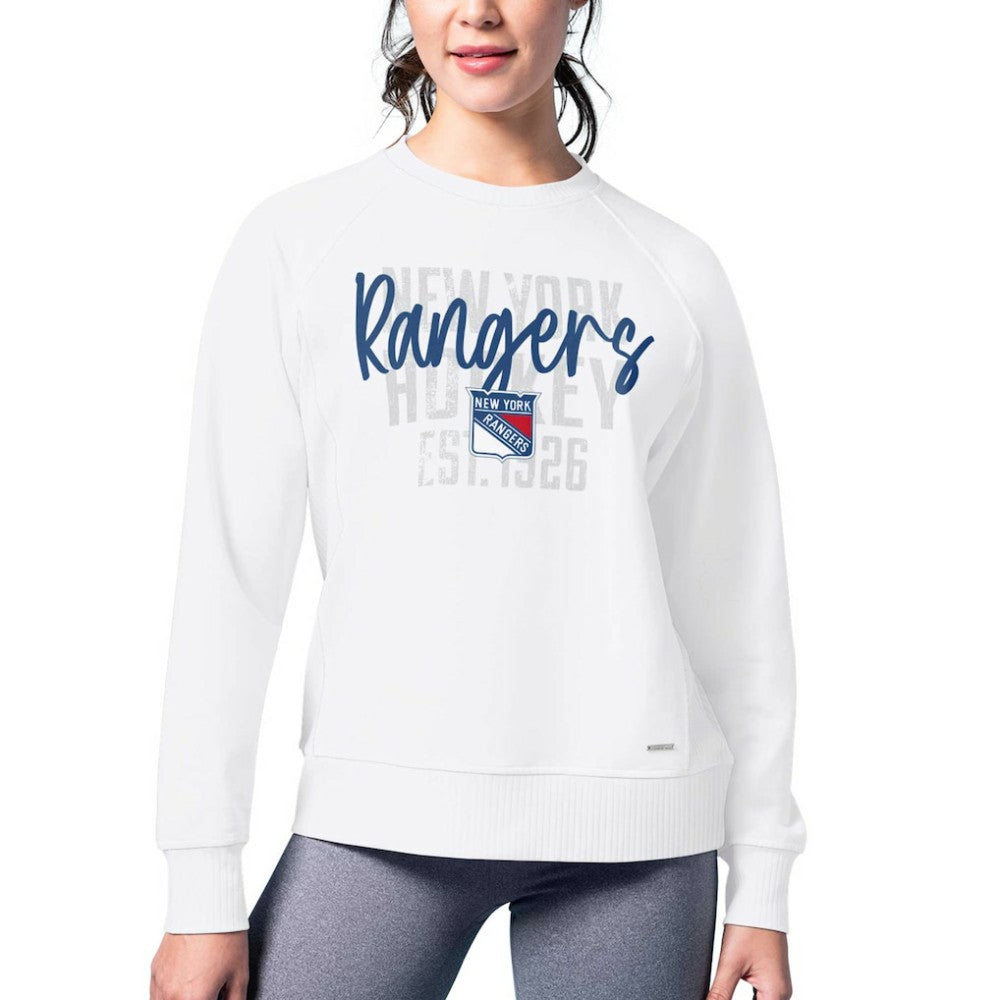 New York Rangers MSX by Michael Strahan Women's Millie Raglan Pullover Sweatshirt - White - NHL 201038291