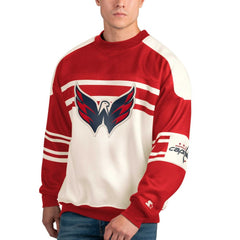 Washington Capitals Starter Defense Fleece Crewneck Pullover Sweatshirt - White - NHL 201038296