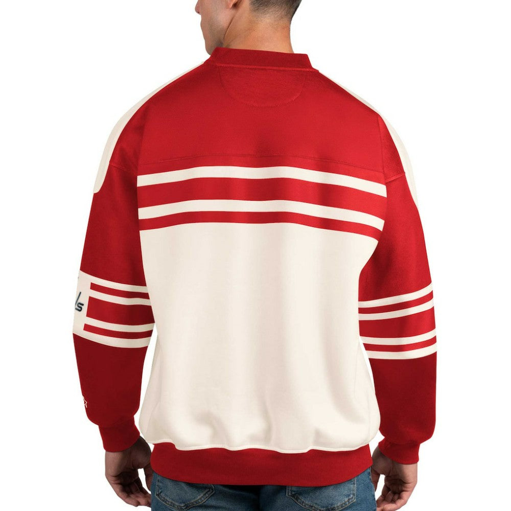 Washington Capitals Starter Defense Fleece Crewneck Pullover Sweatshirt - White - NHL 201038296