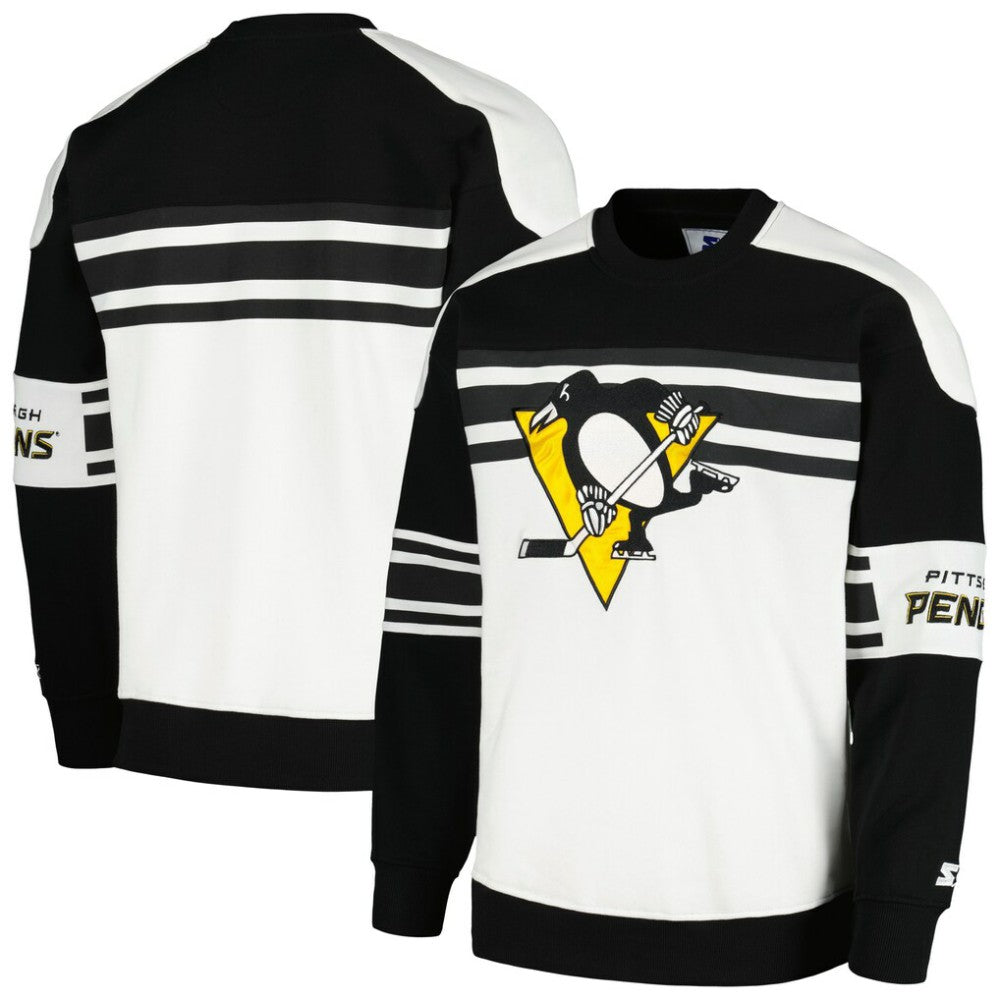 Pittsburgh Penguins Starter Defense Fleece Crewneck Pullover Sweatshirt - White - NHL 201038305