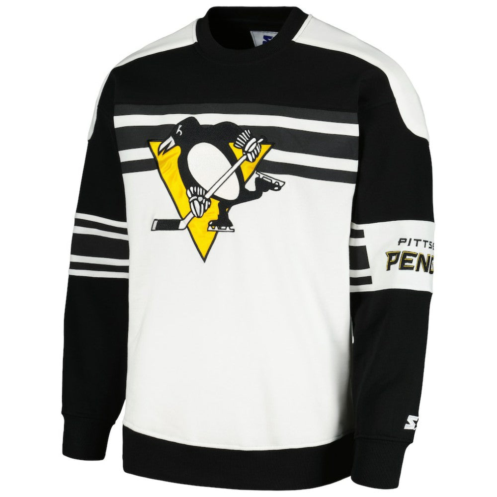 Pittsburgh Penguins Starter Defense Fleece Crewneck Pullover Sweatshirt - White - NHL 201038305