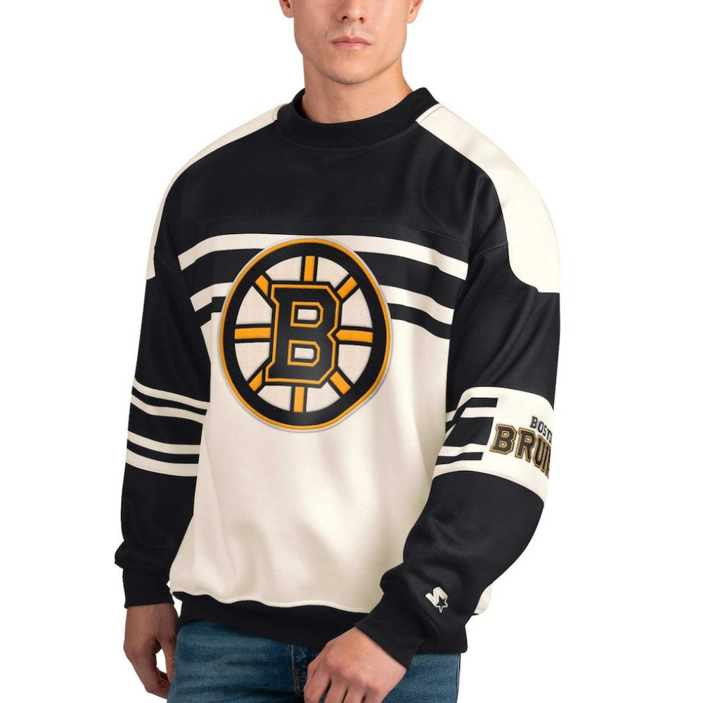 Boston Bruins Starter Defense Fleece Crewneck Pullover Sweatshirt - White - NHL 201038314