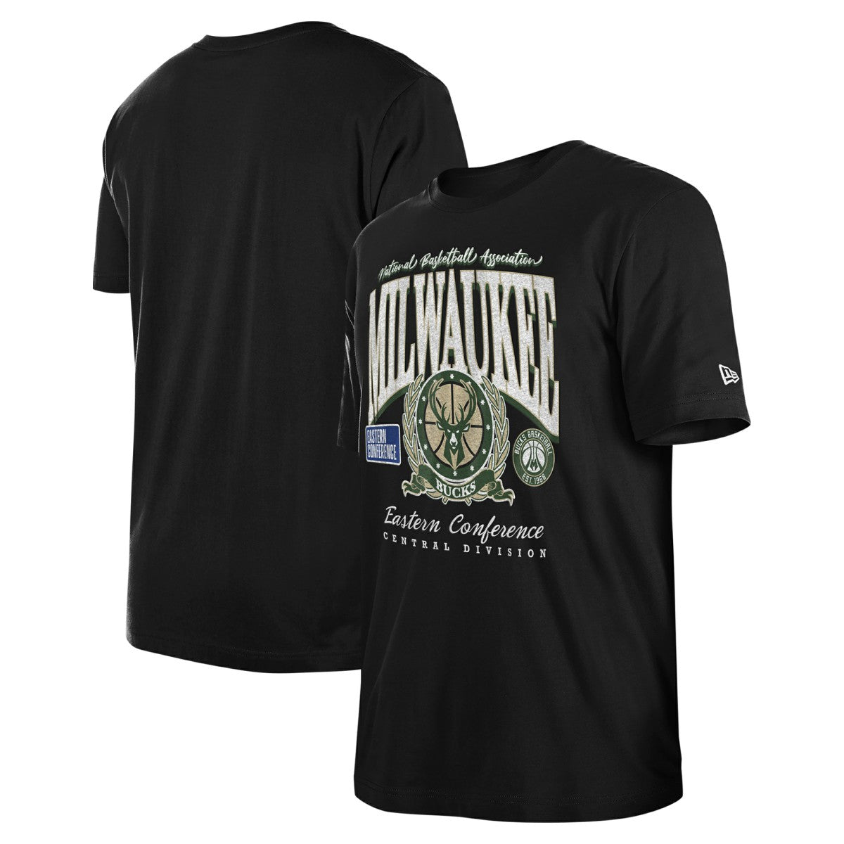 Milwaukee Bucks Unisex Oversized Essentials Boxy T-Shirt Black | New Era Lifestyle