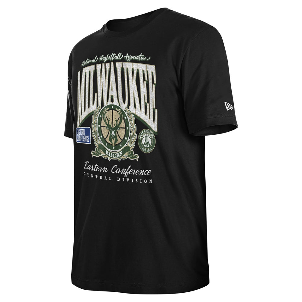 Milwaukee Bucks Unisex Oversized Essentials Boxy T-Shirt Black | New Era Lifestyle