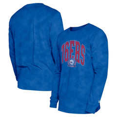Philadelphia 76ers Unisex Oversized Essentials Enzyme Wash Long Sleeve T-Shirt Royal | New Era