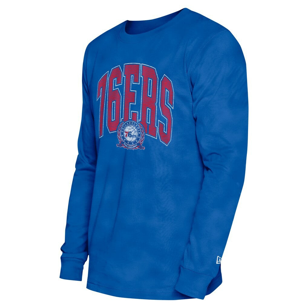 Philadelphia 76ers Unisex Oversized Essentials Enzyme Wash Long Sleeve T-Shirt Royal | New Era