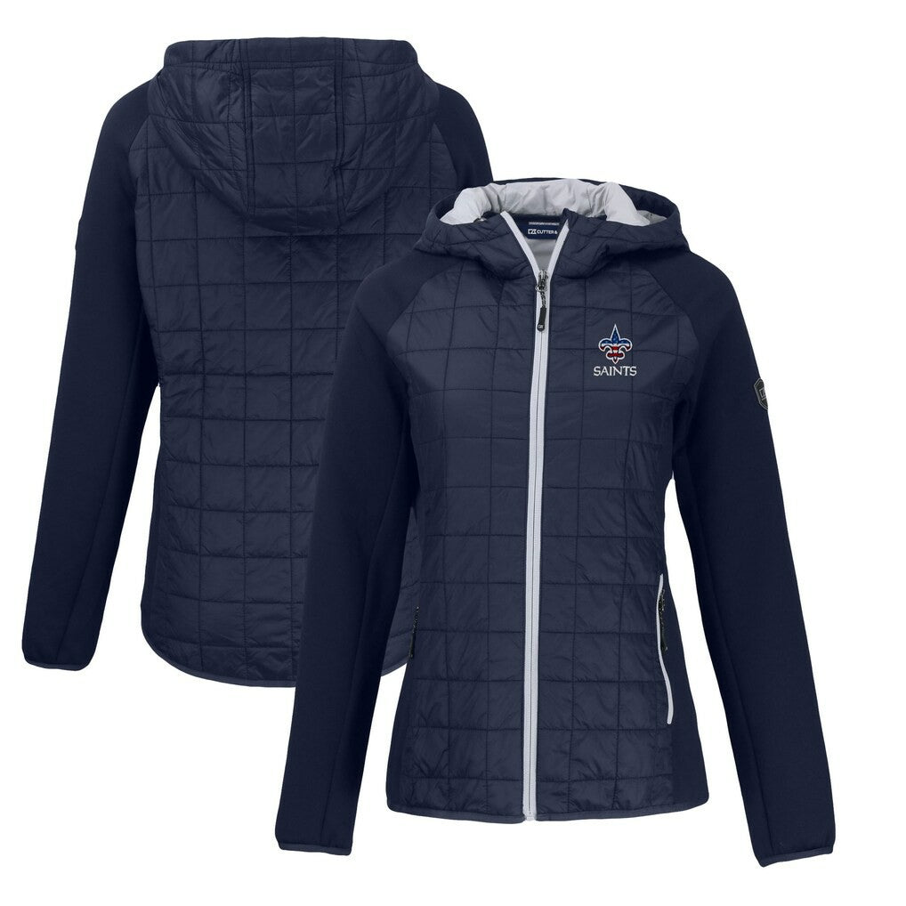 New Orleans Saints Cutter & Buck Women's Americana Rainier Primaloft Eco Full-Zip Hybrid Jacket Navy