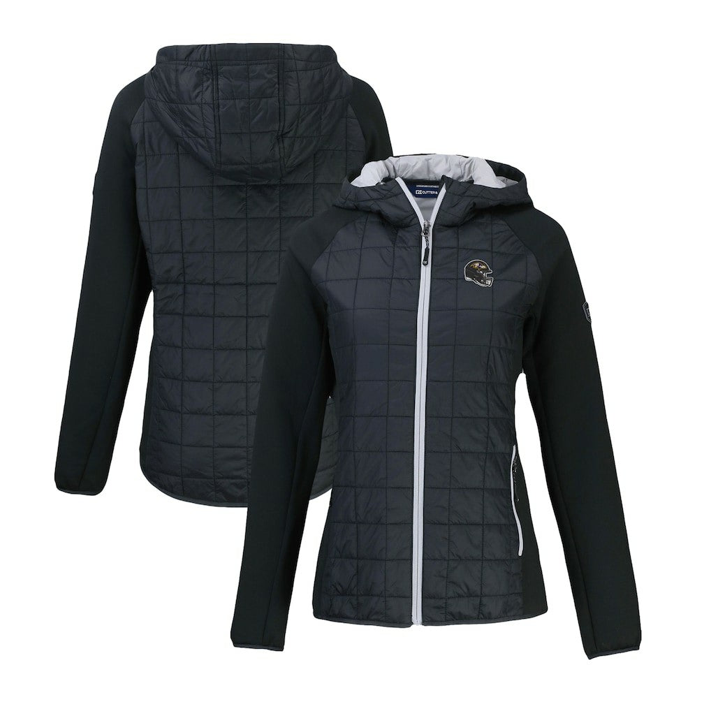 Baltimore Ravens Cutter & Buck Women's Helmet Logo Rainier Primaloft Eco Full-Zip Hybrid Jacket Black
