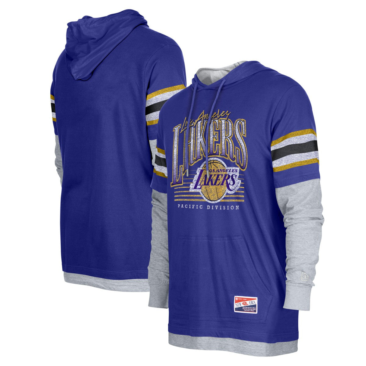 Los Angeles Lakers Layered Long Sleeve Hoodie T-Shirt Purple | New Era Lifestyle