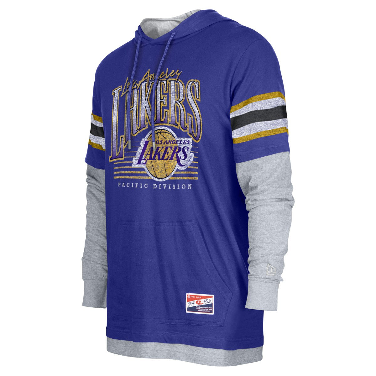 Los Angeles Lakers Layered Long Sleeve Hoodie T-Shirt Purple | New Era Lifestyle