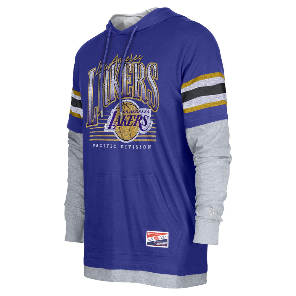 Los Angeles Lakers Layered Long Sleeve Hoodie T-Shirt Purple | New Era Lifestyle