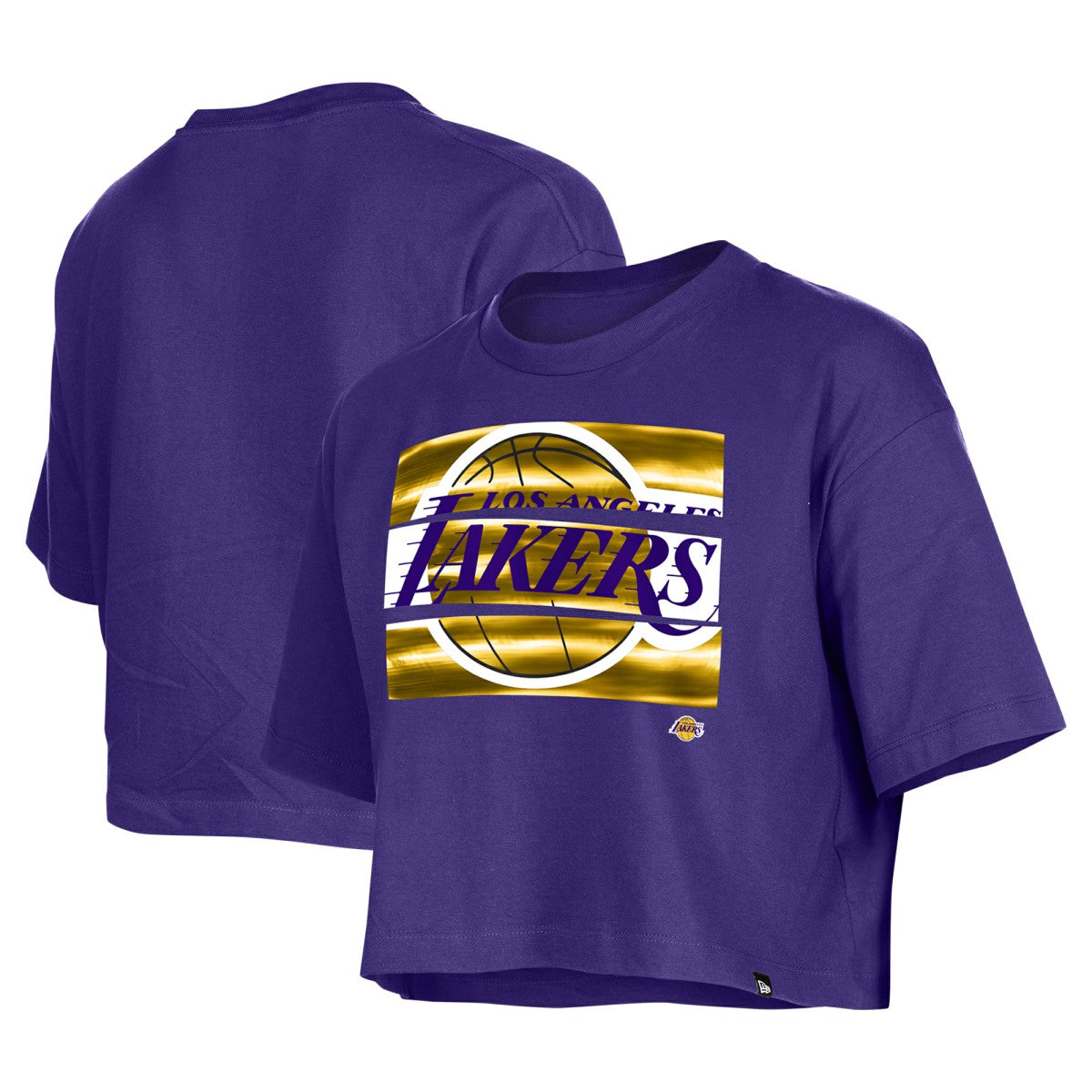 Los Angeles Lakers Women's Oversized Boxy Crop T-Shirt Purple | New Era