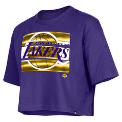 Los Angeles Lakers Women's Oversized Boxy Crop T-Shirt Purple | New Era
