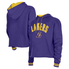 Los Angeles Lakers Women's Boxy Raw Edge Pullover Hoodie Purple | New Era Lifestyle