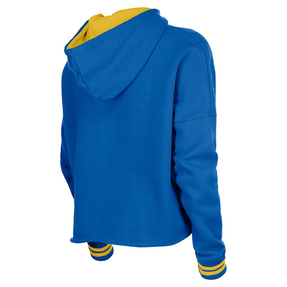 Golden State Warriors Women's Boxy Raw Edge Pullover Hoodie for sale Royal | New Era for sale