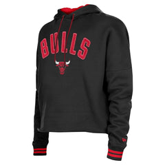 Chicago Bulls Women's Boxy Raw Edge Pullover Hoodie Black | New Era Lifestyle