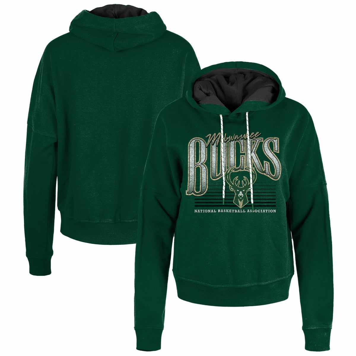 Milwaukee Bucks Women's Boxy Pullover Hoodie Hunter Green | New Era for sale