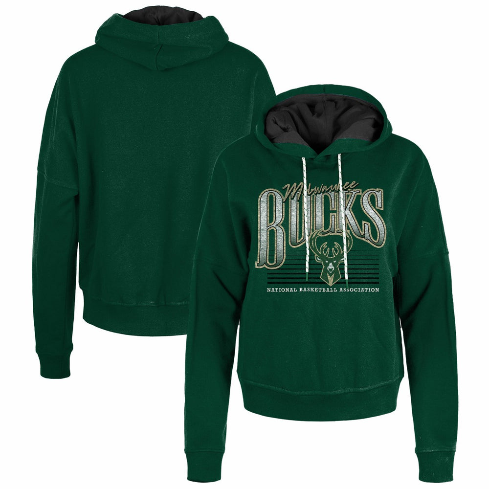 Milwaukee Bucks Women's Boxy Pullover Hoodie Hunter Green | New Era for sale