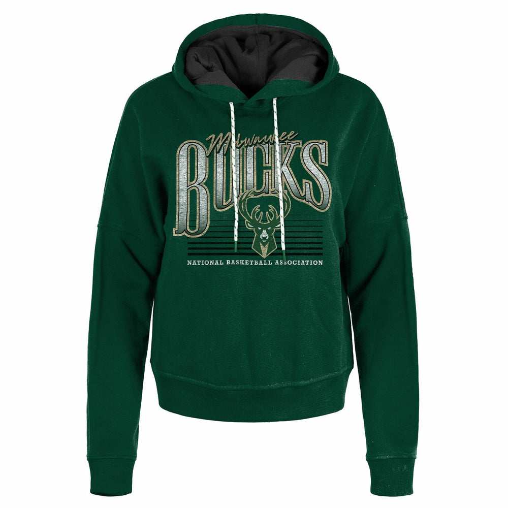 Milwaukee Bucks Women's Boxy Pullover Hoodie Hunter Green | New Era for sale