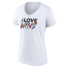 Atlanta Braves Women's Love Wins V-Neck T-Shirt - White - MLB Discount