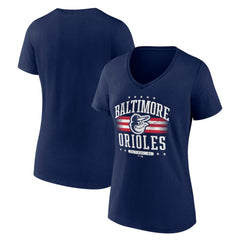 Baltimore Orioles Women's Americana Team V-Neck T-Shirt - Navy - MLB on Sale