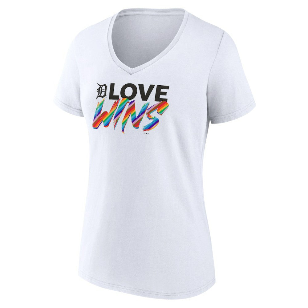 Detroit Tigers Women's Love Wins V-Neck T-Shirt - White - MLB Online