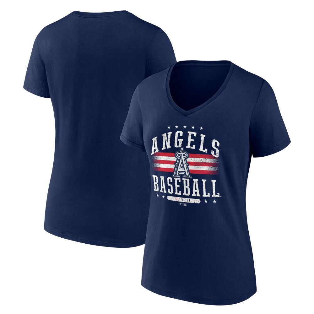 Los Angeles Angels Women's Americana Team V-Neck T-Shirt - Navy - MLB Online