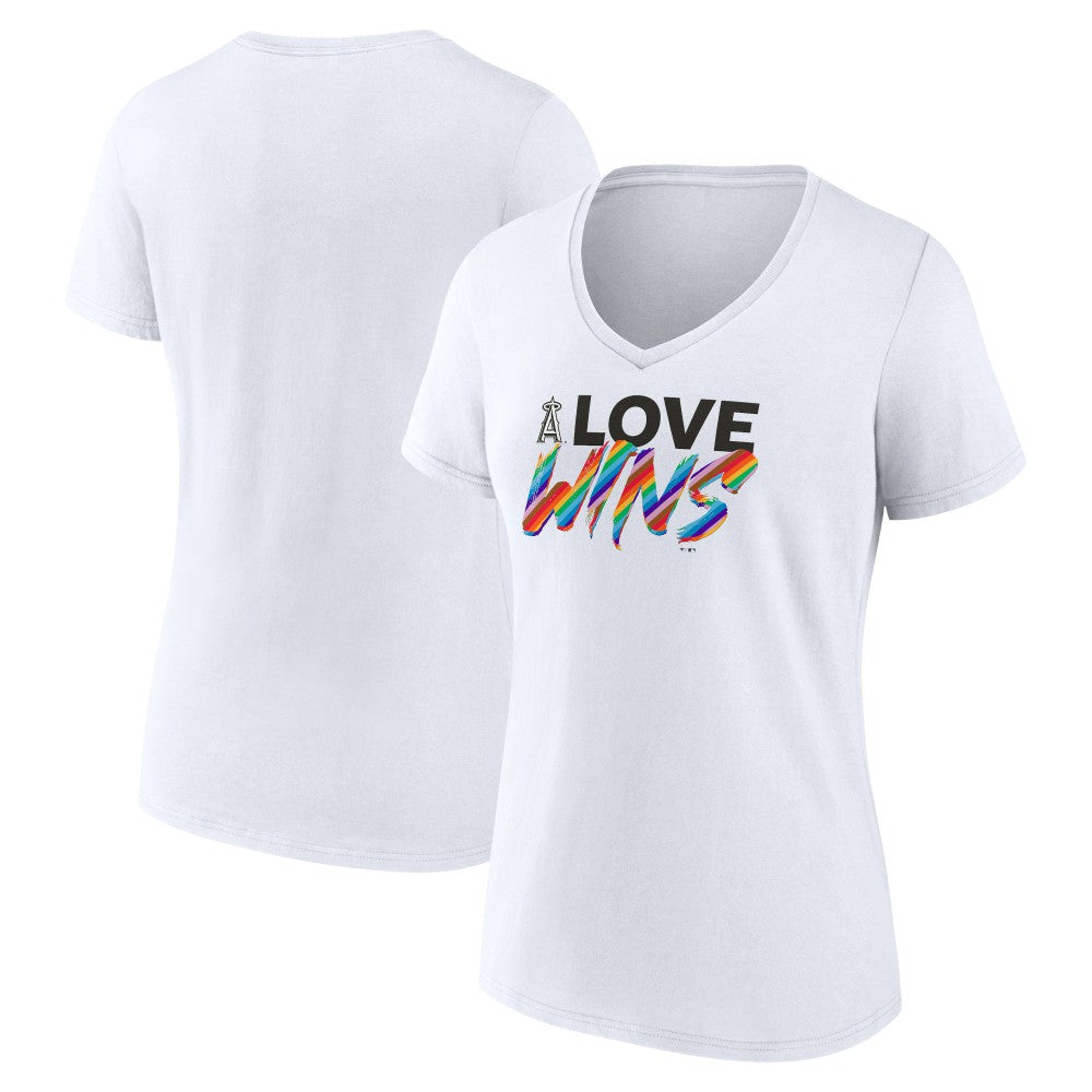 Los Angeles Angels Women's Love Wins V-Neck T-Shirt - White - MLB Discount