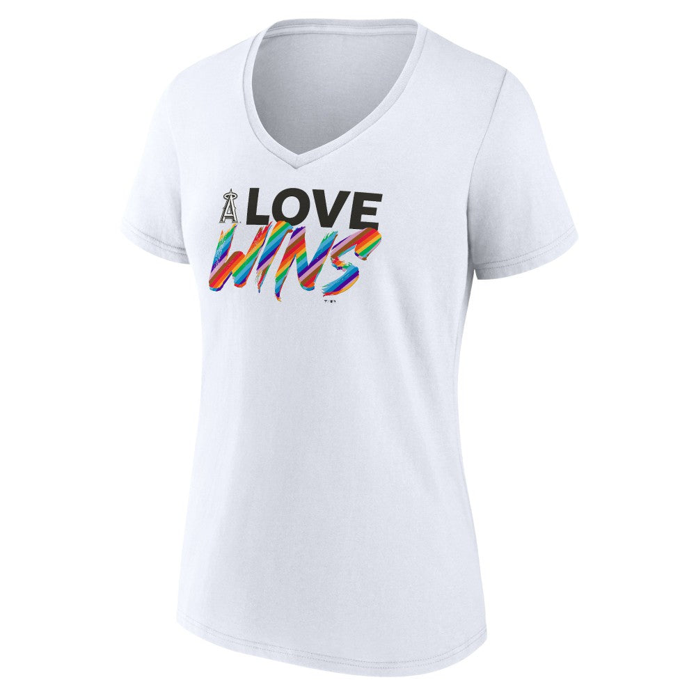 Los Angeles Angels Women's Love Wins V-Neck T-Shirt - White - MLB Discount