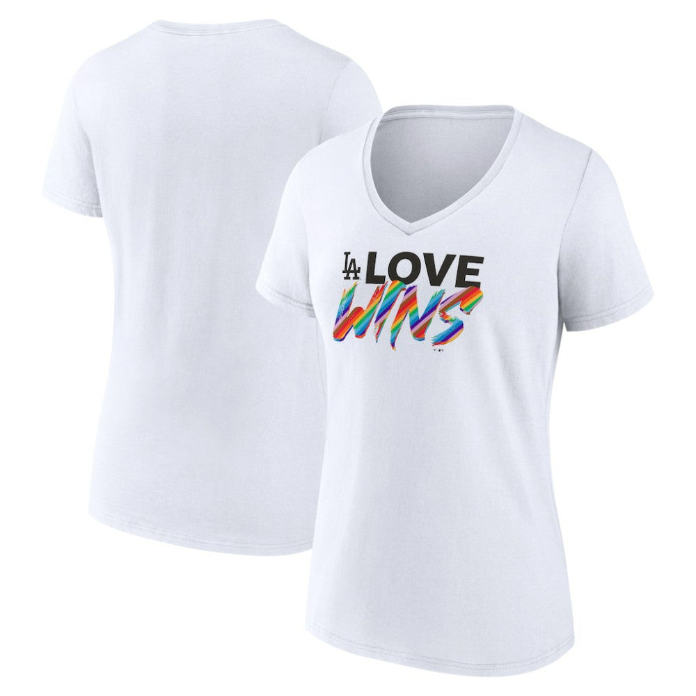 Los Angeles Dodgers Women's Love Wins V-Neck T-Shirt - White - MLB on Sale