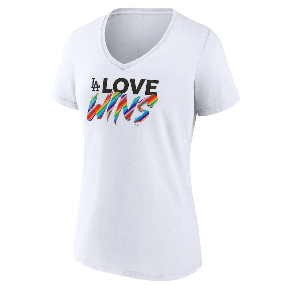 Los Angeles Dodgers Women's Love Wins V-Neck T-Shirt - White - MLB on Sale