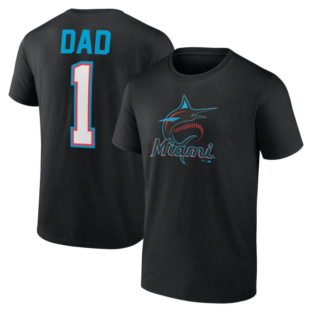 Miami Marlins Father's Day #1 Dad T-Shirt - Black - MLB Sale