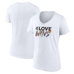 Minnesota Twins Women's Love Wins V-Neck T-Shirt - White - MLB on Sale