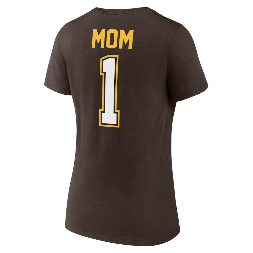 San Diego Padres Women's Mother's Day #1 Mom V-Neck T-Shirt - Brown - MLB Discount