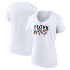 San Francisco Giants Women's Love Wins V-Neck T-Shirt - White - MLB on Sale